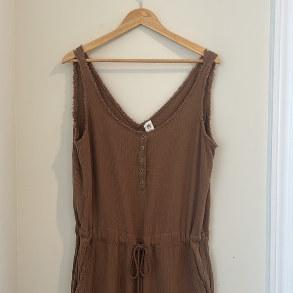 Flawless Martini Flight Sleeveless Jumpsuit Gauze 100% Cotton Tan Size M - Picture 3 of 17